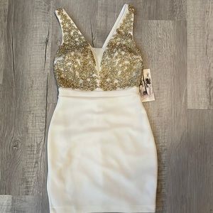 White/Gold mini dress